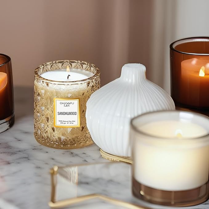 Chloefu LAN Sandalwood Candle, Dad Gifts Candle, Natural Soy Scented Candles - Image 5