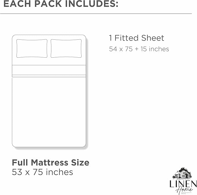 Linen Home 100% Cotton Percale Weave Fitted Sheet, Full Size, 1 Deep Pocket - Image 6