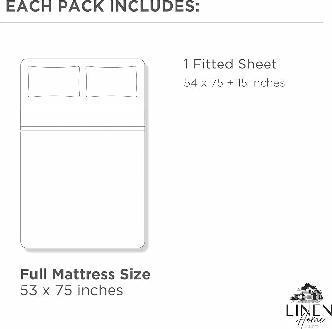 Linen Home 100% Cotton Percale Weave Fitted Sheet, Full Size, Pastel Turk - Image 6