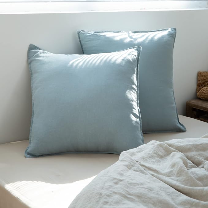 Simple&Opulence 100% Washed Linen Euro Shams 26'' x 26'' Pack of 2, Basic Style by SimpleOpulence