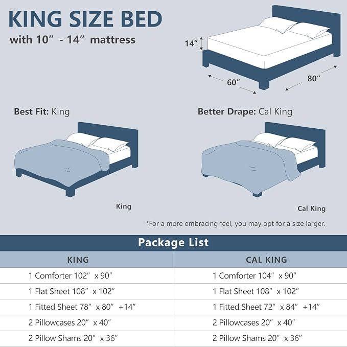 CozyLux King Size Comforter Set Black, 7 Pieces Pintuck Bed in A Bag Black - Image 7