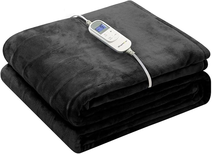 Wapaneus Foot Pocket Heated Blanket Electric Throw by Wapaneus