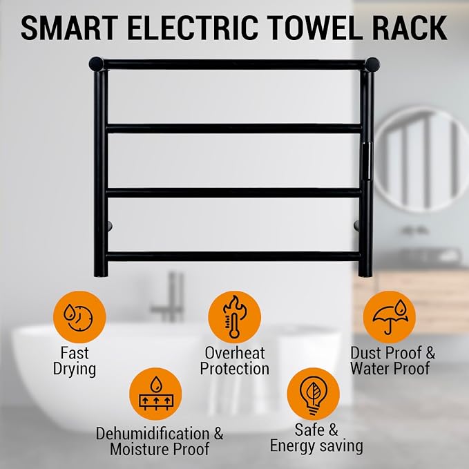 MyGift 4 Tier Wall Mounted Bathroom Towel Warmer Rack - Image 5