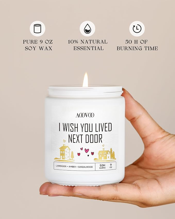 AOOVOO Candle - 9oz Soy Wax Scented Candles, I Wish You Lived Next Door Candles - Image 4