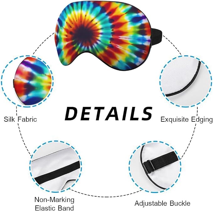 Rainbow Color Eye Mask Sleeping Mask Tie Dye Swirl Sleep Masks Silky Soft Eye - Image 3