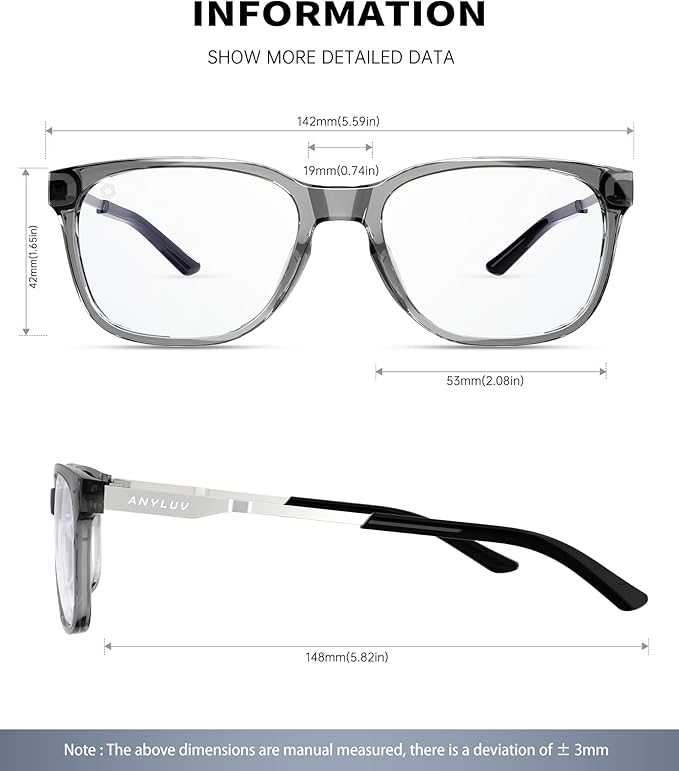 ANYLUV Blue Light Glasses for Men, Lightweight Computer Gaming Glasses - Image 3