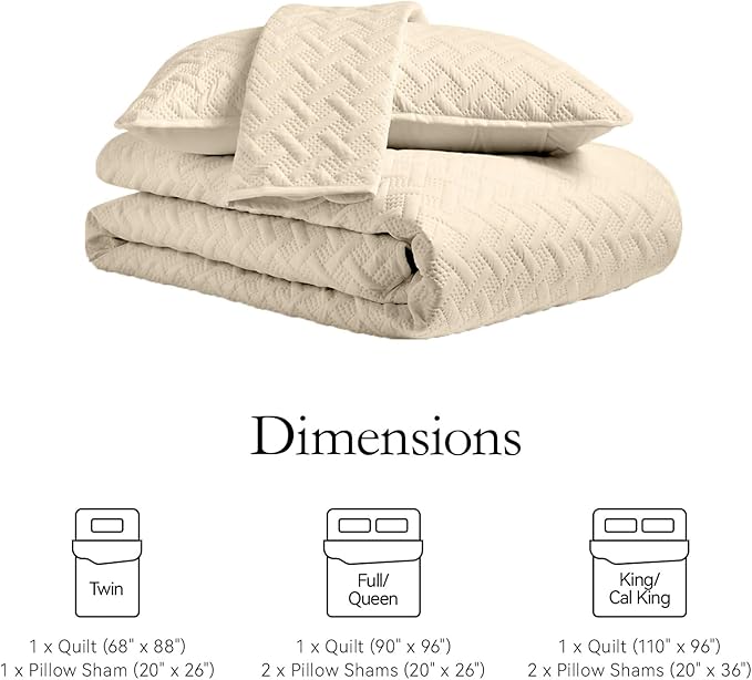 FLYMME Beige Twin Quilt Bedding Set Thin Lightweight Bedspreads, Modern Style - Image 5