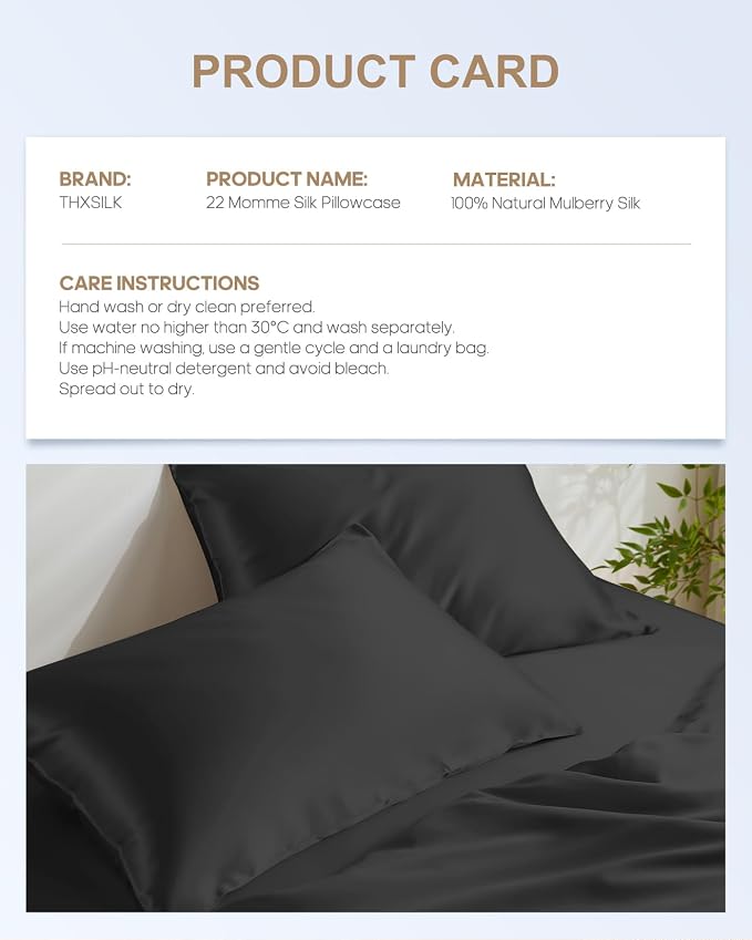 THXSILK Set of 2 100% Mulberry Silk Pillowcase - Image 8