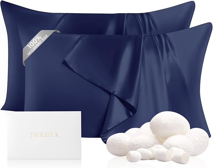 THXSILK Set of 2 100% Mulberry Silk Pillowcases by THXSILK