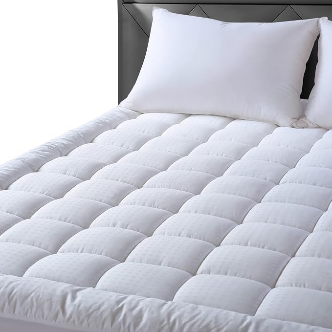 EASELAND California King Mattress Pad Pillow Top Mattress Cover Quilted Fitted - Image 9