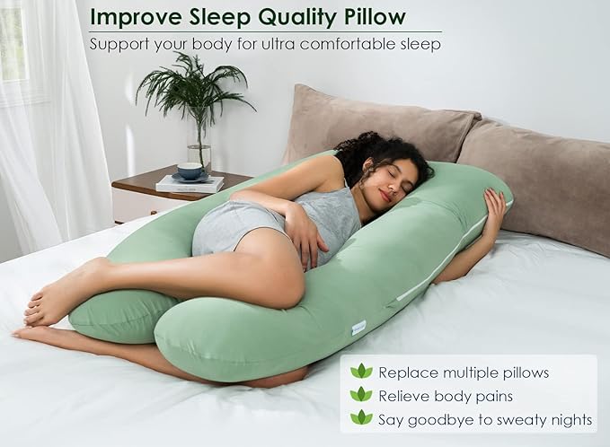 QUEEN ROSE Cooling Pregnancy Pillows, U Shaped Full Body Maternity Pillow - Image 4