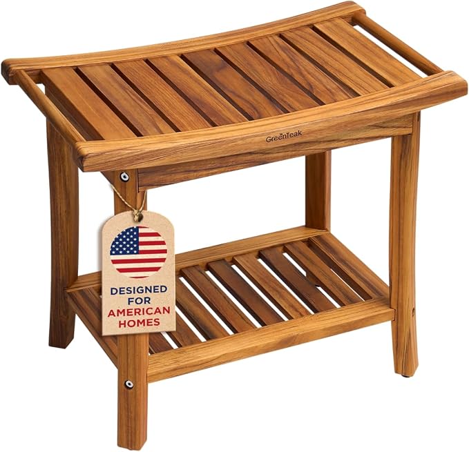 Premium 22" Teak Wood Shower Bench by Home