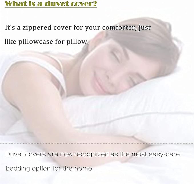FADFAY Floral Duvet Cover Set 100% Cotton Green and Beige Striped Dorm Room - Image 4