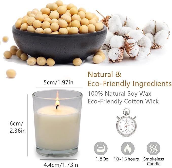Set of 20 White Votive Candles Clear Glass Filled Unscented Soy Wax Candle - Image 7