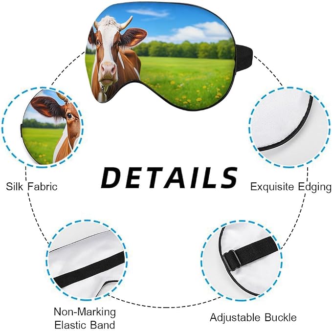 Cows Sleep Mask Eye Mask Fresh Grass Blue Sky White Clouds Sleep Mask Light - Image 3