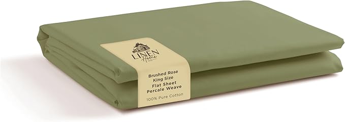 Linen Home 100% Cotton Percale 1 Flat Sheet, King Size by LINENHOME