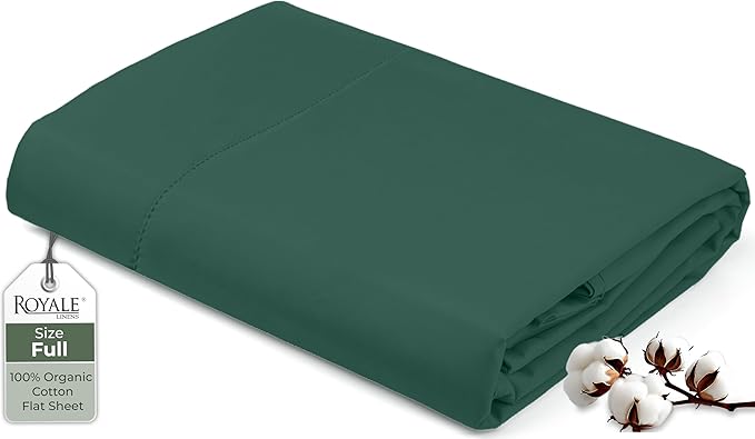 Royale Linens 100% Organic Cotton Full Flat Sheet Only by ROYALELINENS
