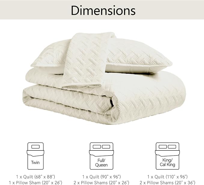 FLYMME Quilts King Size, Lightweight Cream Bedspreads, Basket Weave Pattern - Image 4