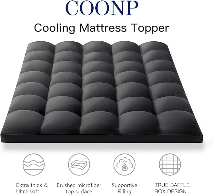COONP California King Mattress Topper, Extra Thick Pillowtop, Cooling Plush - Image 2