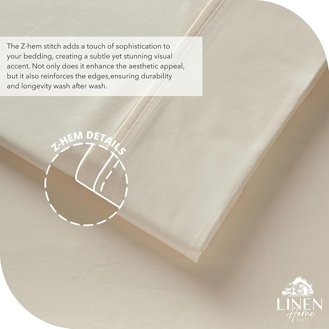 Linen Home 100% Cotton Percale Sheet Set, Twin Size, Deep Pocket, 4 Pieces Set - Image 3