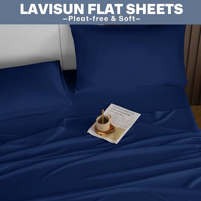 Lavisun Twin Flat Sheets 2 Pack, Hotel Quality Flat Bed Sheets, Brushed - Image 8