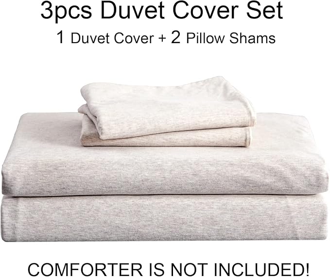 PURE ERA Jersey Knit Duvet Cover Set 100% T-Shirt Cotton Super Soft Comfy 3pc - Image 6