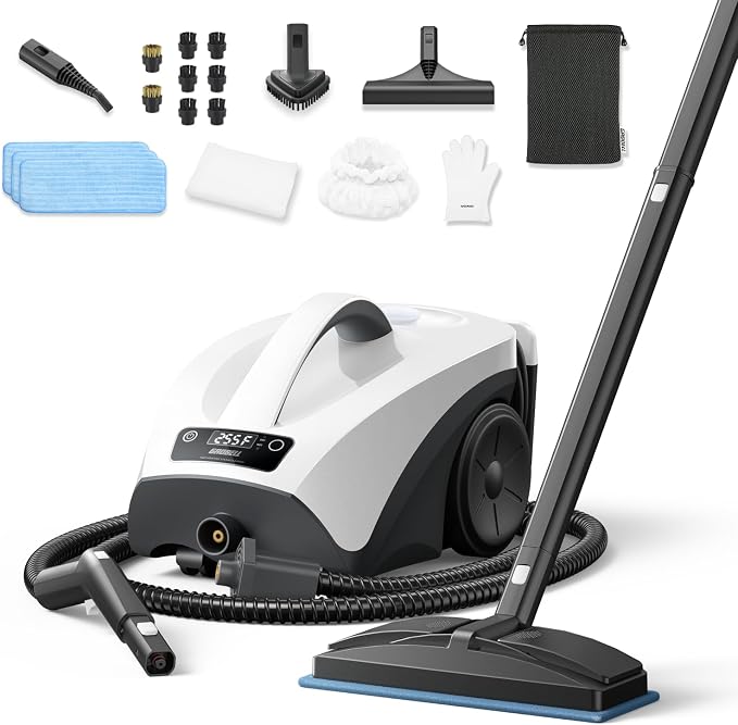 Steam Cleaner: 40s Fast Heating-0.66Gal Large Tank-21 PCS Kit-No Cooling-Refill by GROBELL