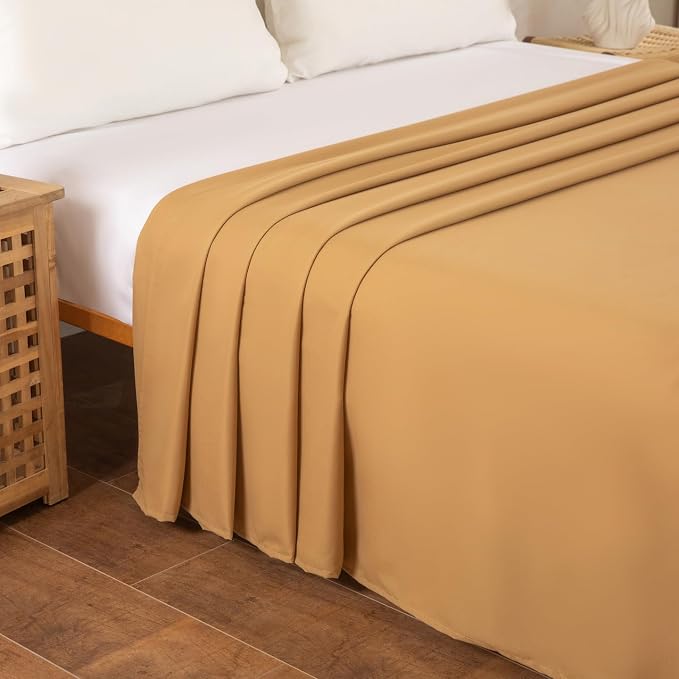Twin Flat Sheet Only，66x96Inch Light Brown - Image 3