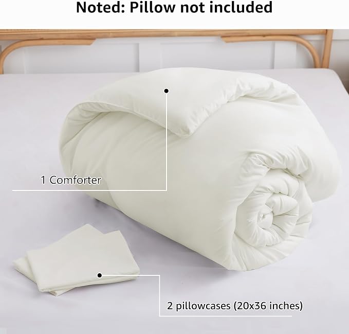CozyLux King Size Comforter Set Ivory, 3 Pieces Solid Comforters King Size - Image 6