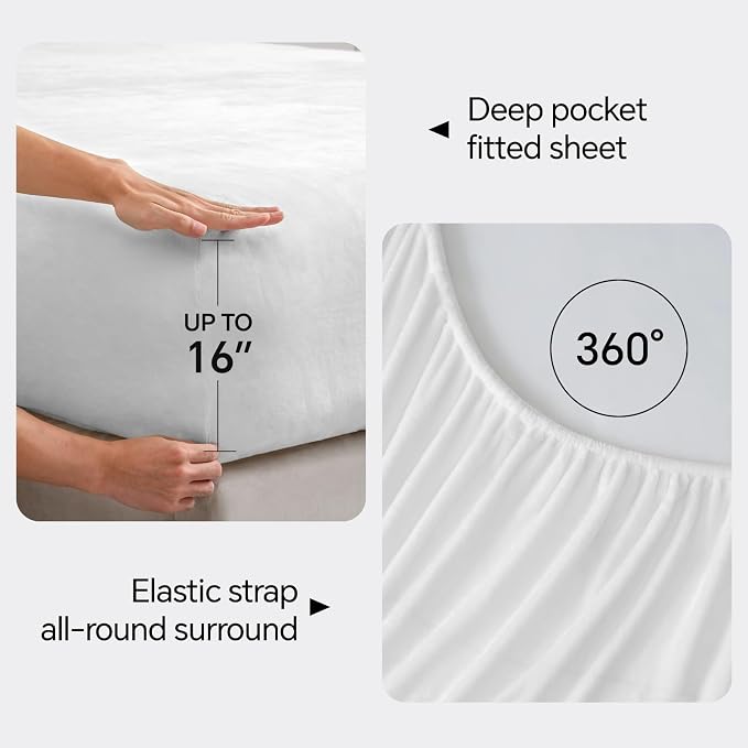 BEDELITE Flannel Sheets Queen Size Bright White - Image 4