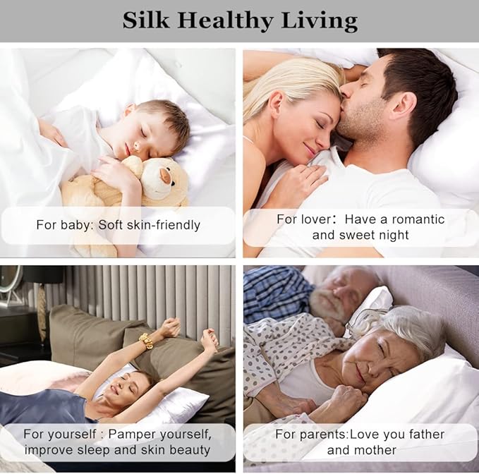 Silk Pillow Cases 2 Pack, Ravmix Both Sides Mulberry Silk Pillowcases Set of 2 - Image 8