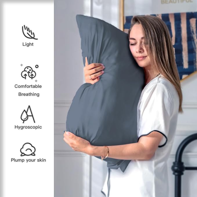 Silk Pillow Cases 2 Pack Soft Breathable and Sliky King Size Pillow Cases Set - Image 3