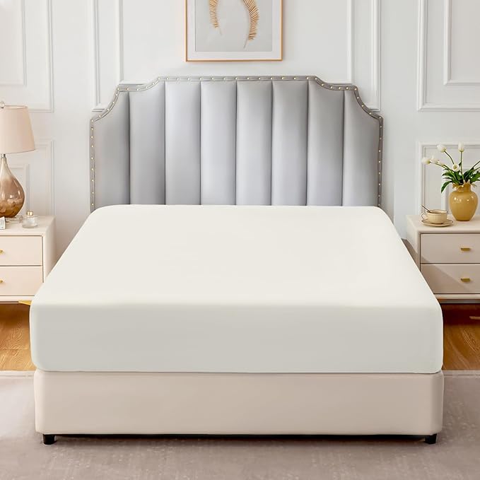 FreshCulture Pure Cotton Fitted Sheets Twin XL Size, 300 Thread Count Percale - Image 2