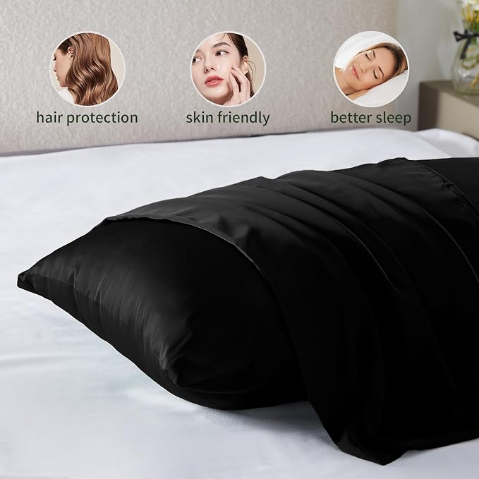 Silk Pillow Cases 2 Pack Mulberry Silk Pillowcases Soft Breathable Both Sided - Image 5