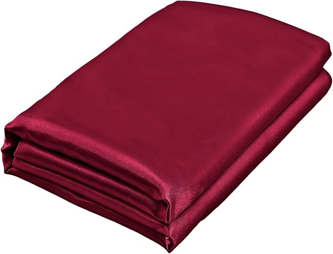 Homiest Burgundy Satin Queen Flat Sheet, Silky Bedding Top Sheet by Homiest