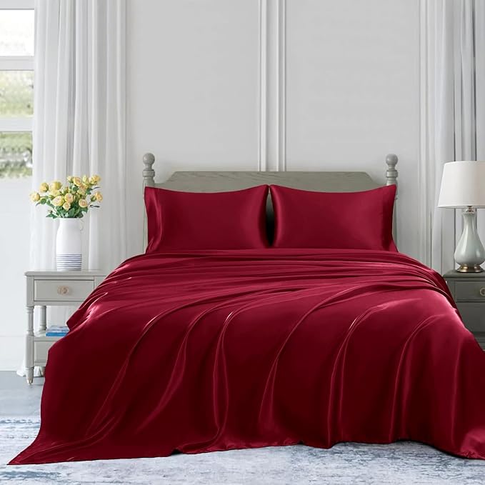 Homiest Burgundy Satin Twin Sheet - Image 5
