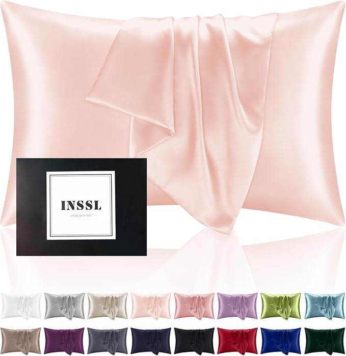 INSSL Silk Pillowcase for Women, Mulberry Silk Pillowcase for Hair ad Skin and by INSSL