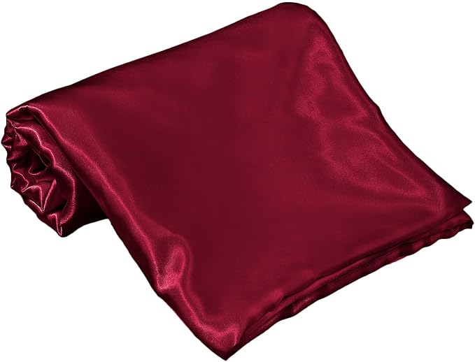 Homiest Burgundy Satin Queen Flat Sheet, Silky Bedding Top Sheet - Image 2