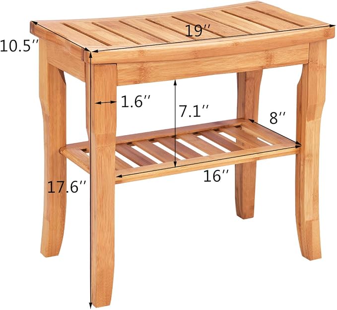 Giantex Bamboo Shower Bench Seat - Image 3