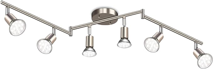 Ascher 6-Light LED Track Lighting Kit, Flexibly Rotatable Light Heads, 6 Way by Ascher