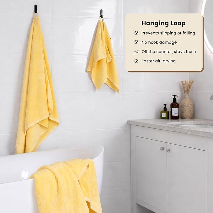 SEMAXE 4 Piece Yellow Bath Towel Set - Image 4