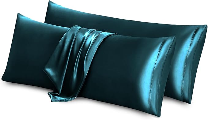 Aormenzy Satin Body Pillow Cover Set of 2, 20x54 Inches Dark Teal Case by Aormenzy