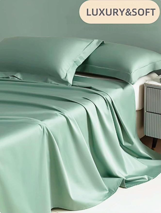 Queen Size Flat Sheet Only, Soft 300 Thread Count 100% Cotton Sheets, Cooling & - Image 3