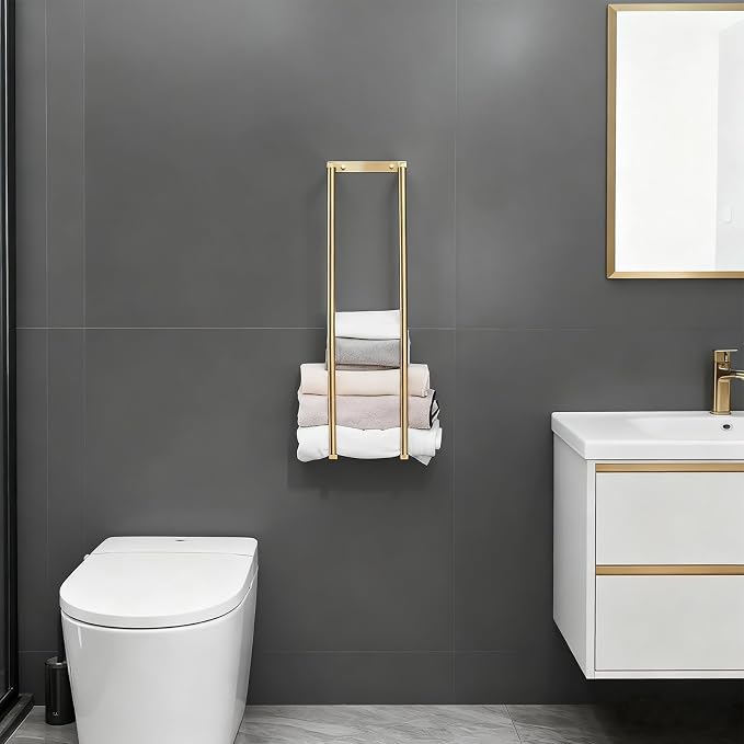 Towel Racks for Bathroom, NEWRAIN Stainless Steel Rolled Towel Storage Wall - Image 2