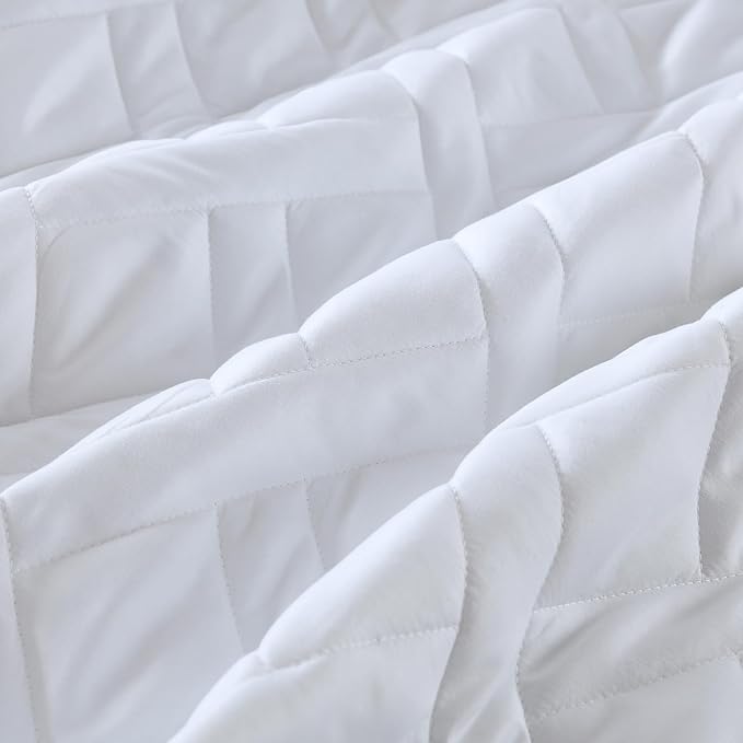 HORIMOTE HOME Quilt Set King Size White, Classic Geometric Diamond Stitched - Image 3