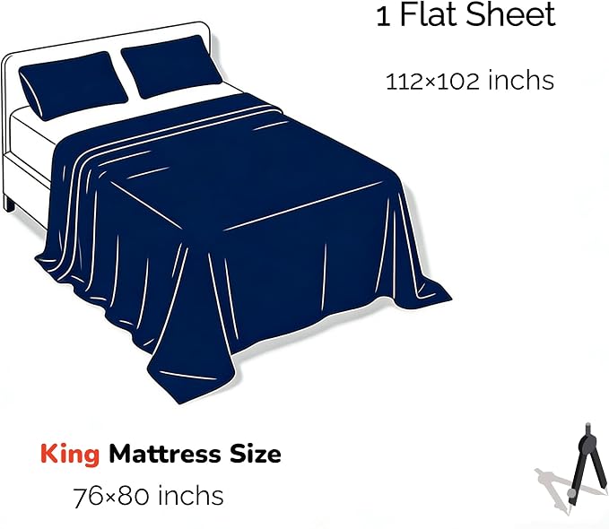 Cotton Flat Sheets Only, 600 TC 100% Cotton Flat Sheet Top Sheet Only, King - Image 6