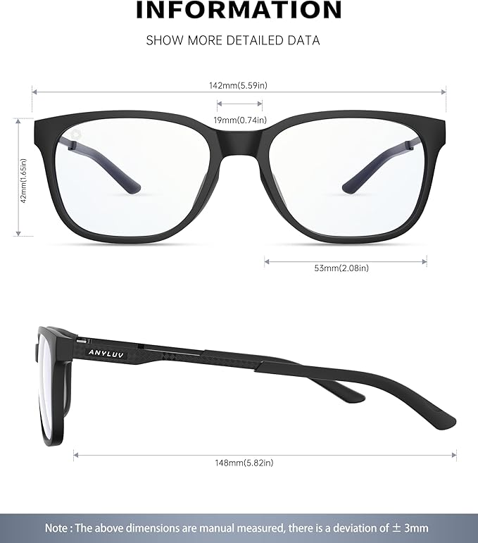 ANYLUV Blue Light Glasses for Men, Lightweight Computer Gaming Glasses - Image 3