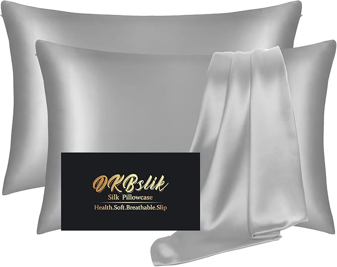 Silk Pillowcase 2 Pack, Natural Mulberry Silk Pillow Case, Anti Acne Silk by HOME