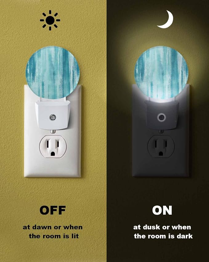 Night Lights Auto Sensor Teal Abstract Graffiti Night Light Art Painting Round - Image 6