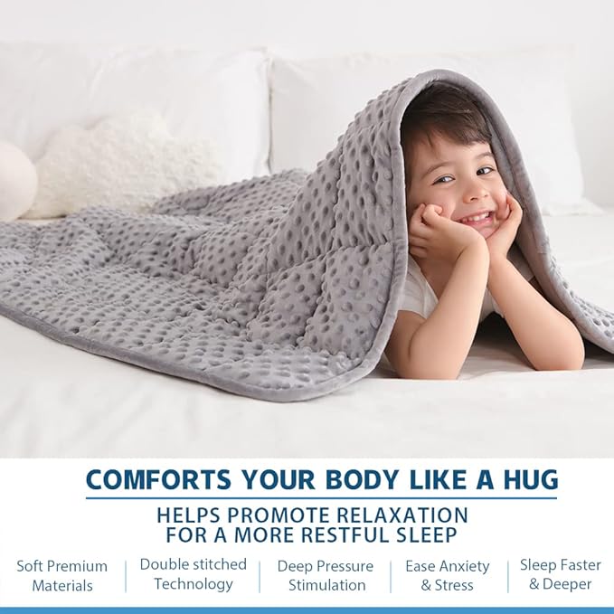 Huloo Sleep Kids Weighted Blanket Twin 7lbs Breathable Soft Minky Weighted - Image 3